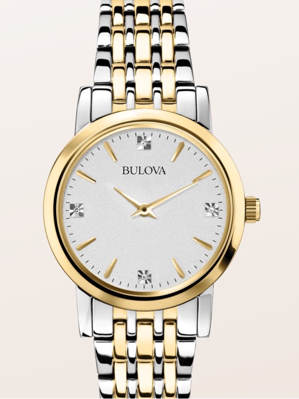Bulova Two-Tone Ladies Bracelet Watch in Gold and Silver